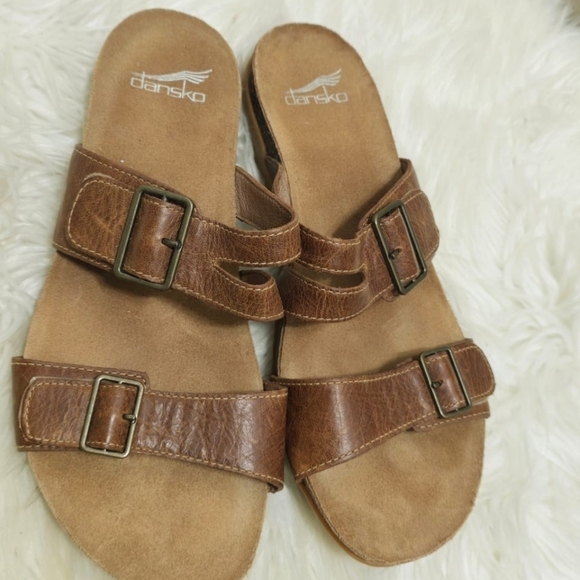 DANSKO Vintage Comfort Wedge Heeled Leather Open Toe Sandals Size 8.5🌴 - Picture 6 of 11
